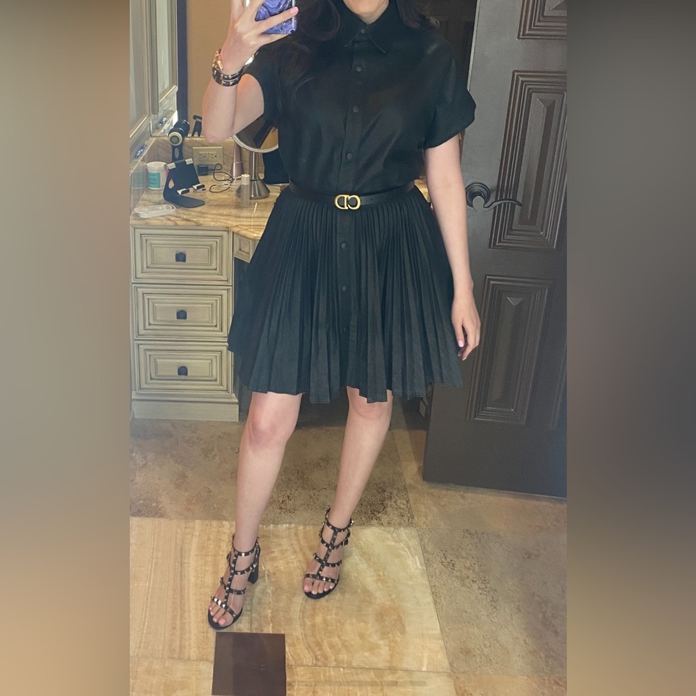 Christian Dior Black Coated Denim Short Dress